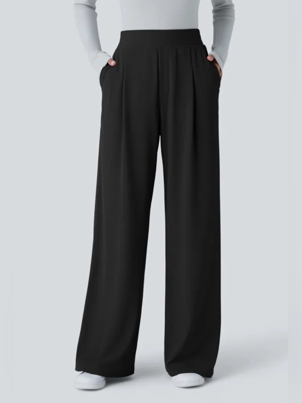 NWT Halara Flex™ High Waisted Wide Leg Micro Waffle Work Pants Black XL